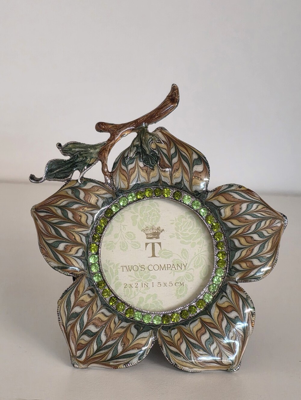 Two's Company Enamel & Crystal Flower Frame
